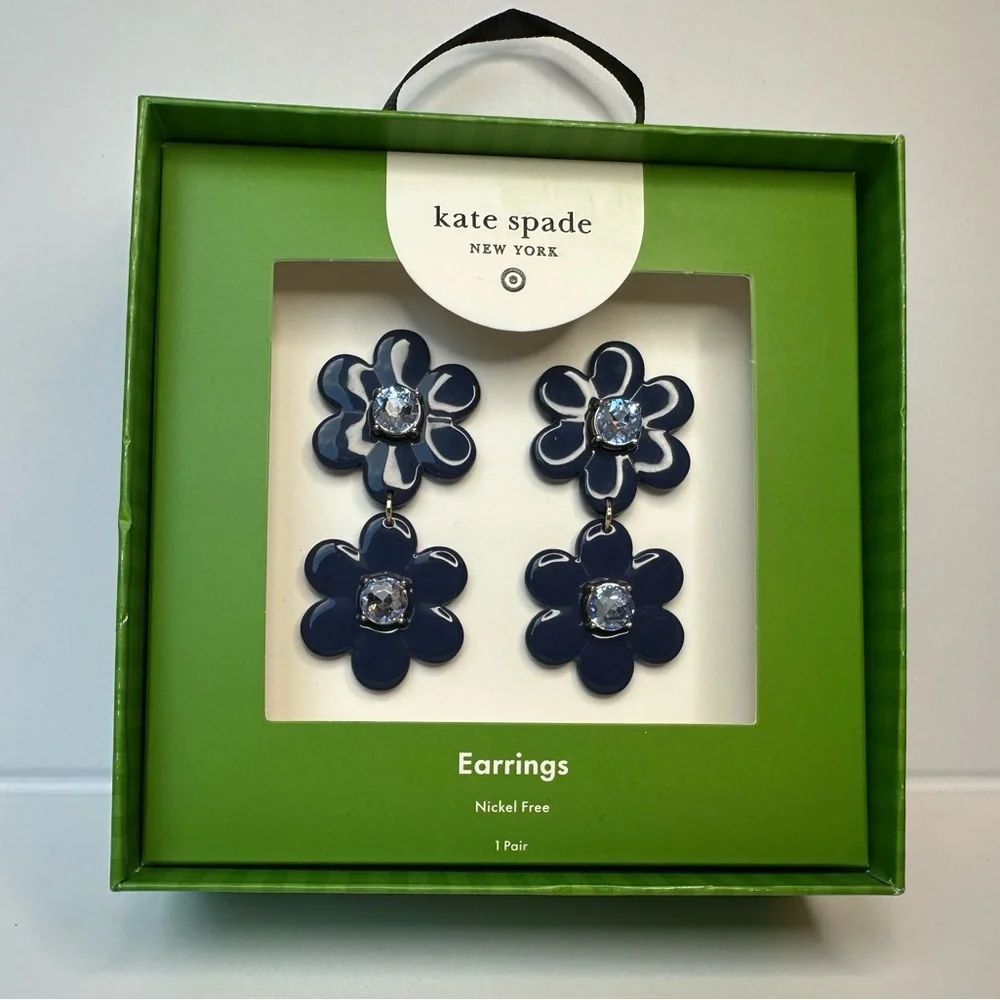 Kate Spade x Target Navy Flower Earrings NIB